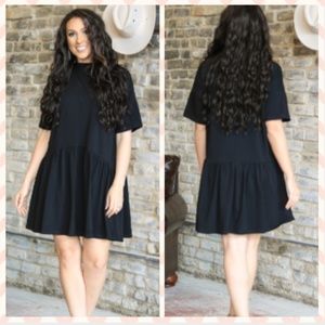 Black short sleeve flutter skirt dress PACK OF 3